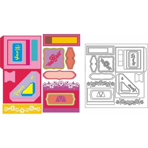 New Flower Box Pocket Label Words Craft Embossing Mold 2021 Metal Cutting Dies for DIY Decorative Scrapbooking Album Card Making