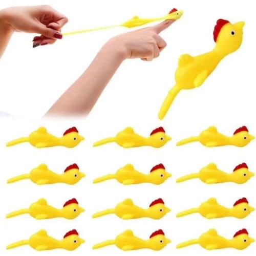 Novelty Catapulted Ejection Chicken Toy Light Rubber Finger Prank Flying Toy slingshot chicken finger toys Turkey Sticky