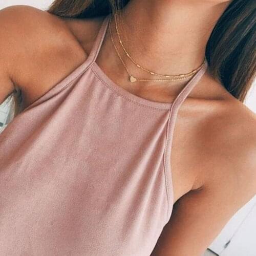 New Statement Necklace For Women Gold/Silver Color Heart Pendant Chokers Necklaces Double Layer Chains Anniversary Neck Jewerly