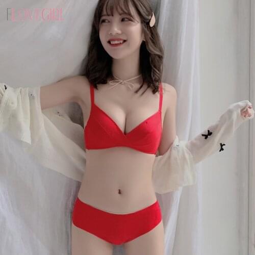 New Sexy Bra Set WomenS Push Up Red Black Underwear Panties Student Comfortable Breathable Bra Set Sexy Underwear For Women