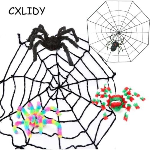 Halloween Plush Spider Toy Site Layout Spider Web Simulation Spider Toy Accessories Plastic Spider Web Supporting Use aa003