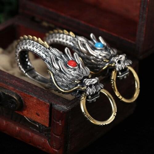 S925 Sterling Silver Ornaments Hanging High Quality Really Domainous Retro Fashion Thai Silver Key Chain Car Keys Accessories