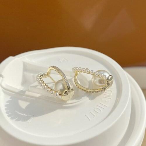 Simple Pearl Hoop Earrings for Women Girl Daily Ear Jewelry Accessories