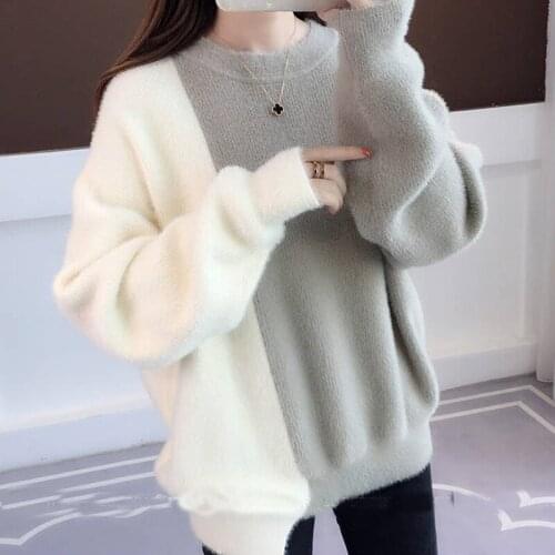 Pullover Women Sweaters Long Sleeve Fleece Sweater Autumn Winter Thick Knitted Loose Sweater
