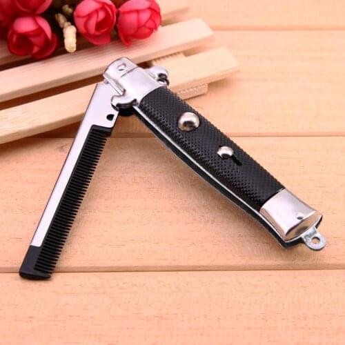 Portable 1pcs Stainless Steel Hair Comb Folding Beard Hair Brush Combs Hairdressing Styling Tools Black