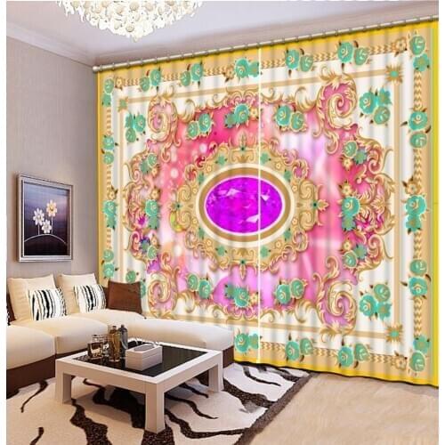 Pink curtains Luxury Blackout 3D Window Curtains For Living Room Bedroom