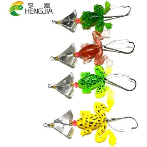 High Quality 4pcs/lot 8cm Plastic Frog Fishing Lures With Metal Sequin Hard Bait Single Hook Fishing Tackle HJ050 Free Shipping