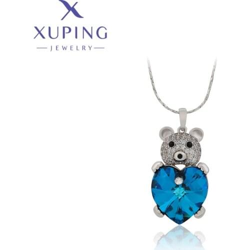 Xuping Jewelry Elegant New Arrival Heart Shaped Crystals Pendant Necklaces Birthday Girlfriend Gifts 40047