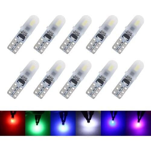 10 Pcs T5 Auto Car Dashboard Lights 2 3014 SMD Reading Instrument Panel Lamp No Polarity Led Bulb White 12V DC
