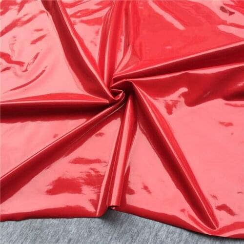 140cm*100cm Red high stretch knitted leather fabric Two-sided stretch PU fabric, extremely bright and smooth mirror leather