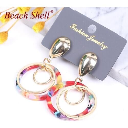 2020 Pink Earrings For Women Drop Earrings Bohemian Dangle Hanging Earrings Fashion Jewelry Summer Geometric Boho Trendy Earings