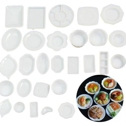 33Pcs/Set 1/12 Dollhouse Resin Clear Miniature Plate Dish Kitchen Tableware Toy Plates Doll Kitchen Toys designed companion toys