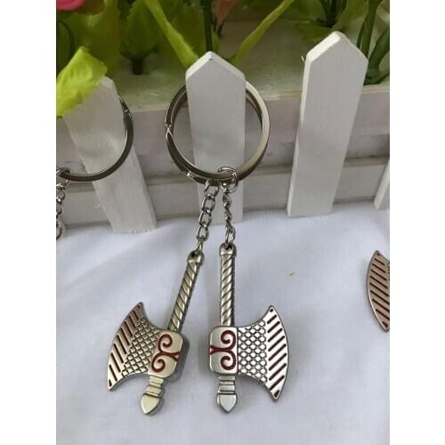 50 pieces/lot Novelty Mini axe Keychains Metal Spade Keyrings Key Chains Keyfob 3D axe Metal Tool Souvenir Trinket Tools