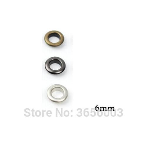 500 sets / lot 6mm inner 22# metal brass eyelets with washer small round metal grommets nickle/Black/Bronze