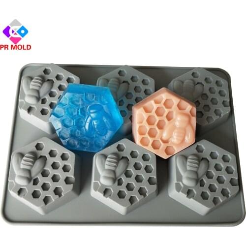 6 Cavities Honey Bee Hexagon Shape Soap Bar Silicone Mold Resin Mould DIY Aromatherarpy Household Decoration Craft Molds Tools