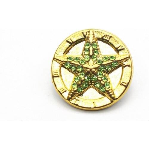 6pcs/lot Crystal Green Star Snap Buttons Gold Color Snap Charms Jewerly Fit 18/20mm DIY Snap Bracelet Jewelry Making