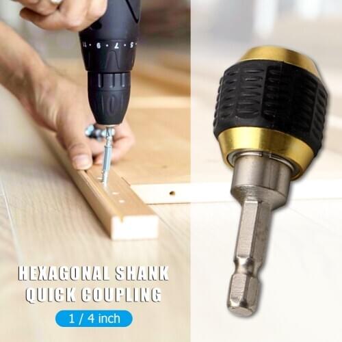6.35mm Hexagonal Shank Quick Coupling 1/4 inch Self-Locking Connecting Rod Drill Bit Adapter for Deck Building Power Tool Parts