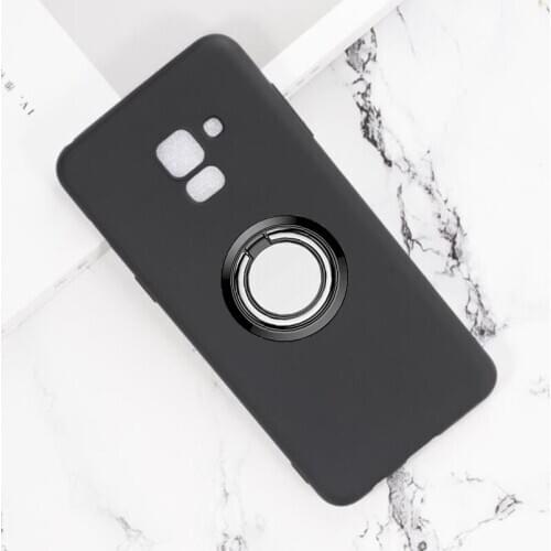 For Samsung Galaxy A8+ 2018 A730F Back Ring Holder Bracket Phone Case Cover Phone TPU Soft Silicone Cases for Samsung A8 A530F