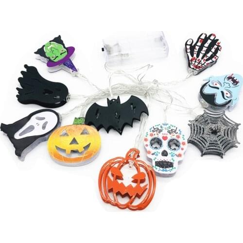 10/20 Leds Halloween String Light Pumkin Ghost Bat Atmosphere Lighting Battery Powered Decoration(Warm White or Colorful)