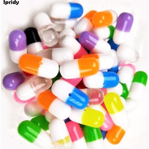 Ipridy 50Pcs/lot 6x13mm Resin Beads with Capsule Shape,Blind hole diameter 1mm,Fit diy craft,Jewely Making,kid gift