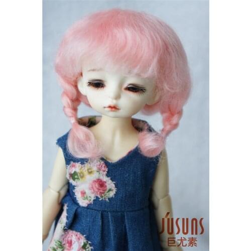 JD253 1/6 1/4 YOSD MSD Mohair Wigs Size 6-7 inch 7-8inch Fashion Short Double Braid BJD Hair