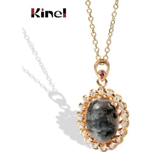 Kinel Hot Boho Natural Stone Necklaces Choker For Women 585 Rose Gold Necklace Beach Party Indian Bride Pendant Wedding Jewelry