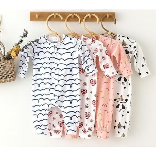 Baby Rompers for Girls 0-24M Printing Soft Cotton Long Sleeve Baby Clothing One Piece Solid Color Newborn Baby Boys Clothes