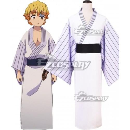 Agatsuma Zenitsu Kimono Suit Anime Outfit Full Set Halloween Party Kimono Outfit Adult Christmas Set Cosplay Costume E001