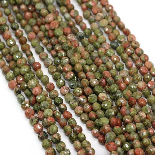 Small Beaded Natural Semi-Precious Stones Oblate Faceted Flower Green Beads for Charm Jewelry Making Bracelets Unisex Gift 6mm