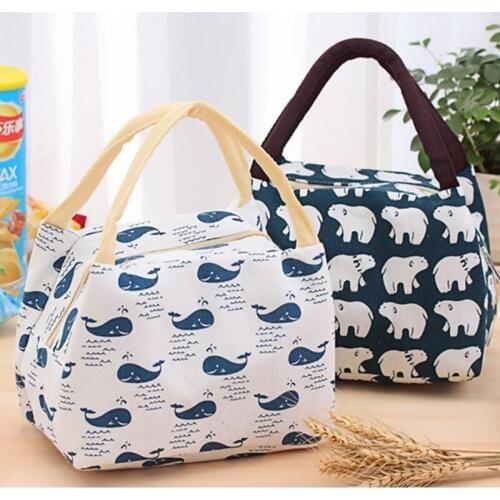 Lunch Portable Picnic Bag Outdoor Camping Equipment Cute Camping Bag Thermal Cooler Food Bags Tote Insulated Canvas For Hiking