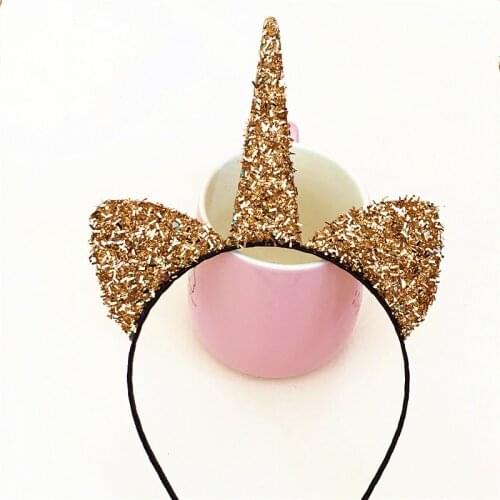 Sweet girls Glitter Unicorn hairband headpieces Unicorn Cat Ears head hoop Party hair accessories Tiara for Women