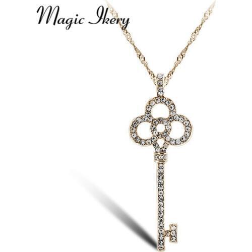 Miss Lady New Key Pendants Necklaces Elegant Crystal Rhinestones Charm Wedding Necklace Women Jewelry YT-N3313