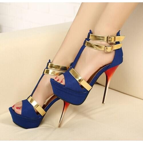 European and American sexy nightclub matching color waterproof platform shoes female Roman style fish mouth open toe 12cm sandal