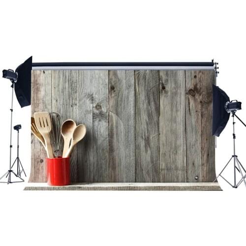 Shabby Vintage Stripes Wood Plank Backdrop Red Cup with Wooden Spoon Wallpaper Photography Background