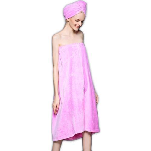 Simple Hotel travel bath towel cotton sexy bathrobes women washcloth casual homewear robes for ladies Bath cap dressing gown