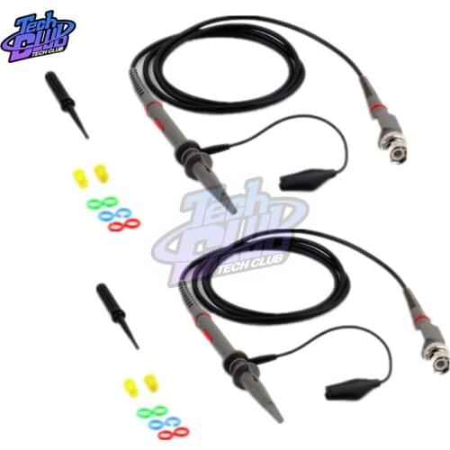 2Pcs P6100 Oscilloscope Probe 100MHz 1X 10X Alligator Clip Test Low Passive Limpedance Attenuation Probe For Hantek Rigol UNI-T