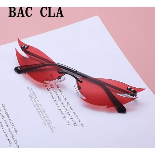 BAC CLA New Fashion Brand Designer Cat Eye Ladies Sunglasses Male Punk Rimless Sunglasses Big Oculos Feminino De Sol UV400