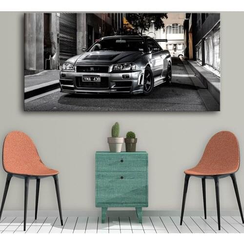 Modern Home Decoration Black and White Canvas Painting Nissan Skyline Gtr Car Wall Art Posters and Pictures Living Room Mural