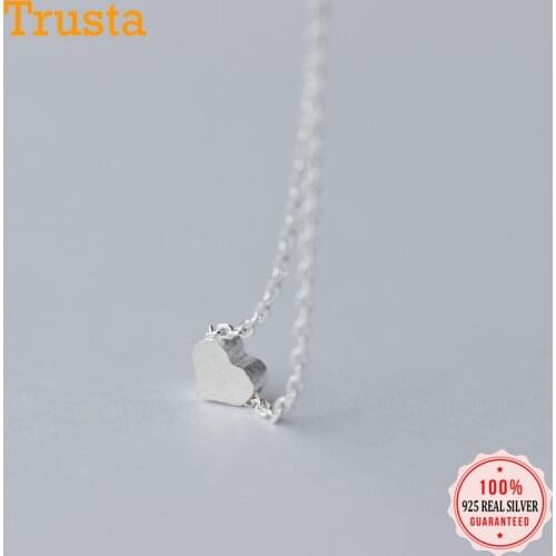 Trusta 2018 Womens Fashion 100% 925 Sterling Silver Jewelry Cute Heart Pendant Short 40cm Necklace Cute Gift Girls Lady DS462