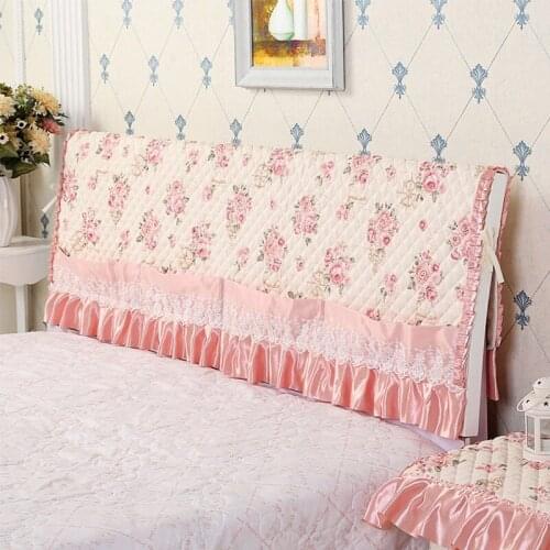 Four Season Thick Cotton Padding Bed Head Cover Moveable Half Covered Universal Bed Head Cushion Covers with Lace Bedroom Decor