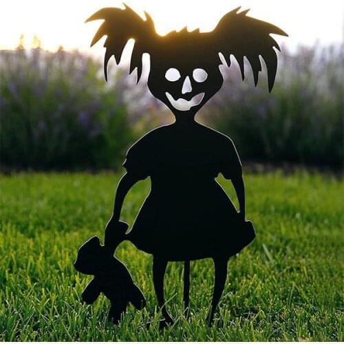 Zezzo® Cute Ghost Zombies-Metal Art Standing Silhouette For Garden Yard Pile Outdoor Sculpture Little Devil Home Decor