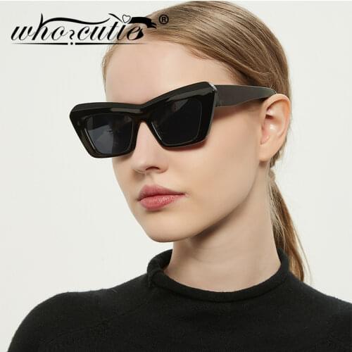 Retro Oversized Cat Eye Women Sunglasses 2021 Brand Design Beige Frame 90s Stylish Cateye Sun Glasses Shades Female Sunnies S422