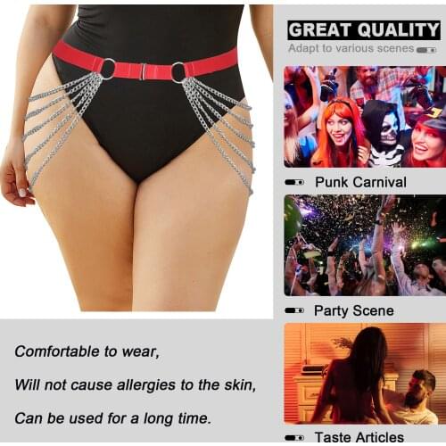 Punk Jewelry Body Bondage Waist Belly Chain Leg Harness Garter Tassel Chain Skirt Woman Plus Size Sexy Lingerie Strap Club Reve