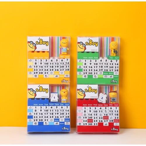 1 Pc Random Cartoon Building Blocks Calendar Creativity Kawaii DIY Students To Do List Perpetual Calendar Cute School Stationery