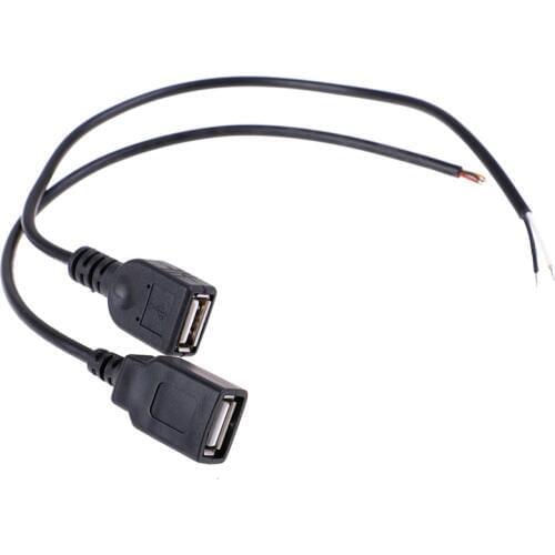 1pc 26cm 30cm USB 2.0 Female Plug Jack Power Cable 2Pin 4Pin Black Charging Data Line Connector DIY Parts