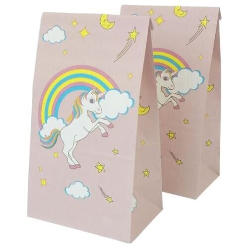12pcs Unicorn Paper Gift Bags Catering West Point Candy Packaging Bag Birthday Party Decor Supplies Oil-proof Packaging Bag