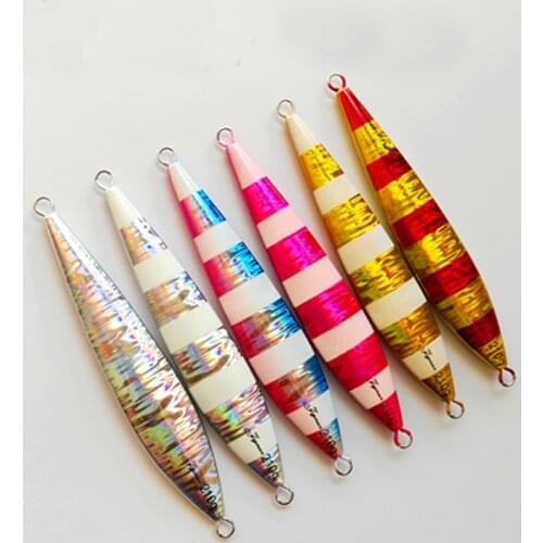 3PCS Deep sea Ocean Boat Rock Beach Stripe Glow Slow Fishing Metal Jigging Jigbait Spoon Lure spoon Hook baits 180g 210g 240g