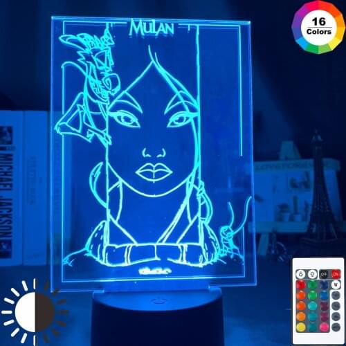 3d Night Light Fa Mulan Mushu Cri-Kee Nightlight for Kids Baby Room Decor Light Usb Battery Powered Night Lamp 3d Illusion neon