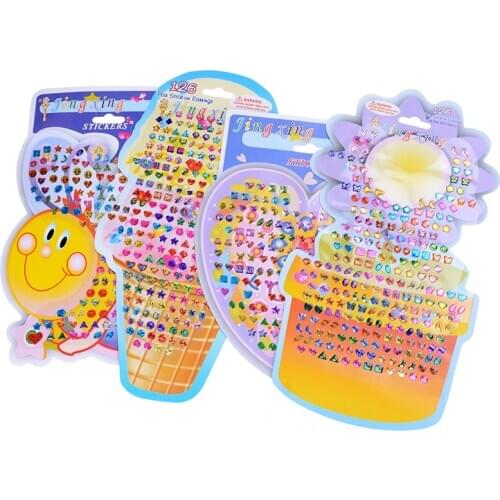 4pcs/set Beautiful Kid Girl Crystal Stick Earring Sticker Toy Body Bag Party Jewellry