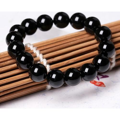 6mm 8mm 10mm 12mm 14mm Natural Stone Black Onyx Agates Round Beads Bracelet Polish Agat Distance Bracelet